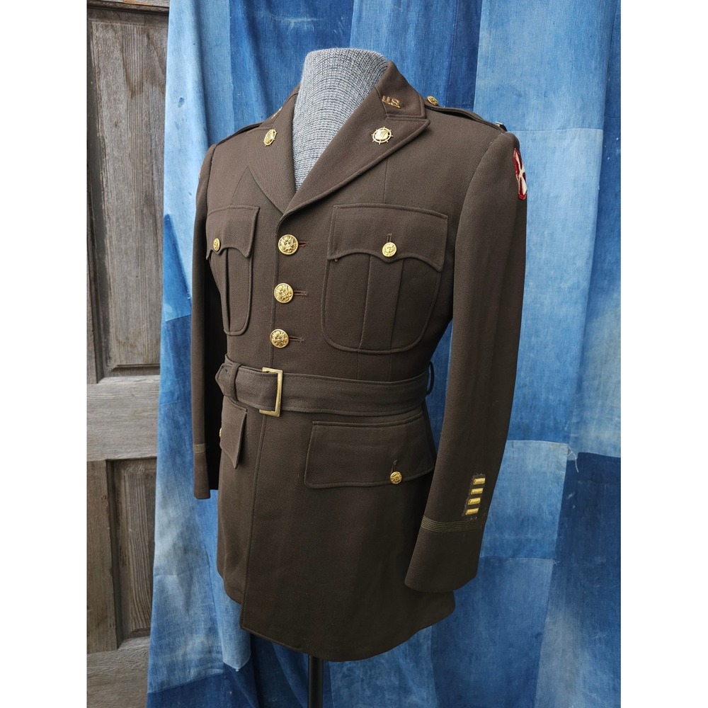 Vintage WW2 Army Officer's Jacket 7th & 8th Army Patches Transportation Corps 36